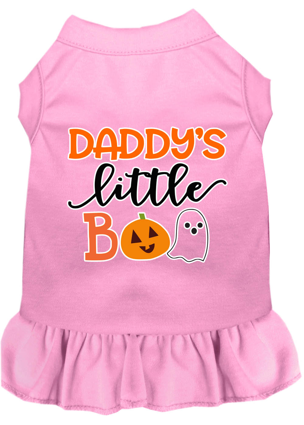 Daddy's Little Boo Screen Print Dog Dress Light Pink Lg